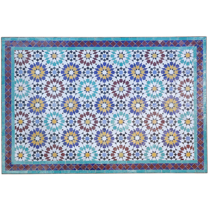 Τραπεζαρία κήπου 120x80 cm με χειροποίητο μωσαϊκό από πλακάκια zellige σε πολύχρωμο