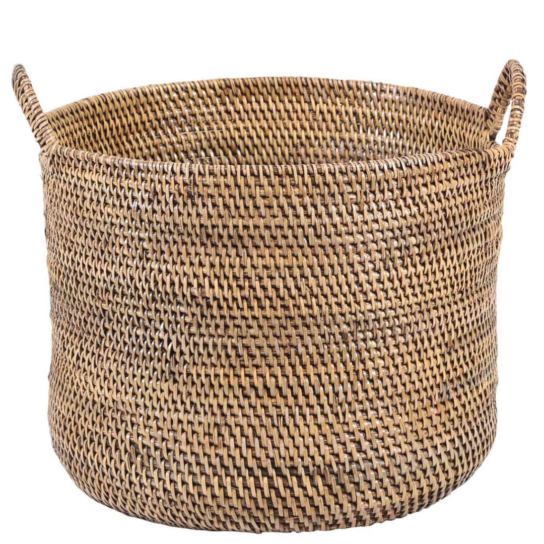 Καλάθι Rattan Elie καφέ με χερούλι