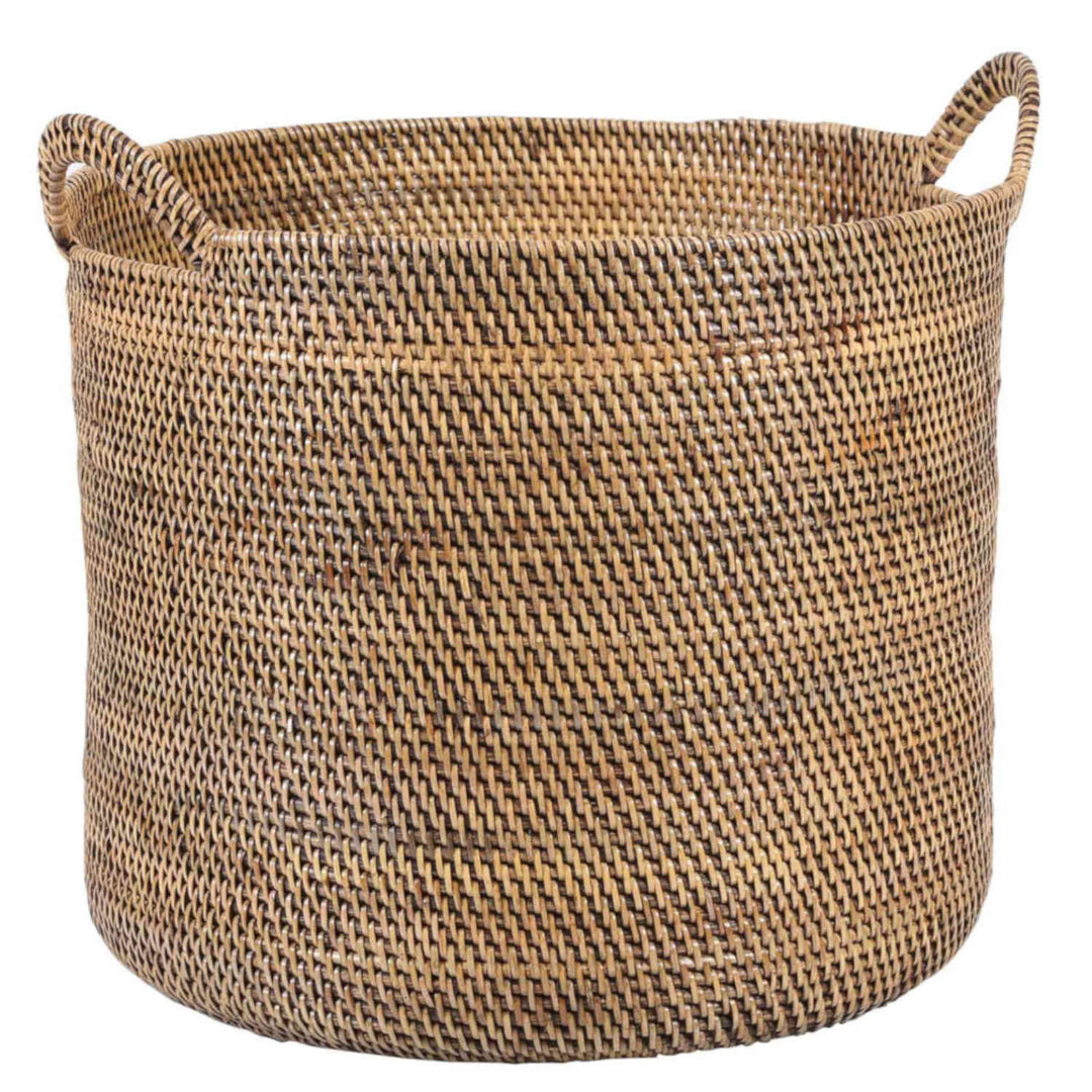 Καλάθι Rattan Elie καφέ με χερούλι