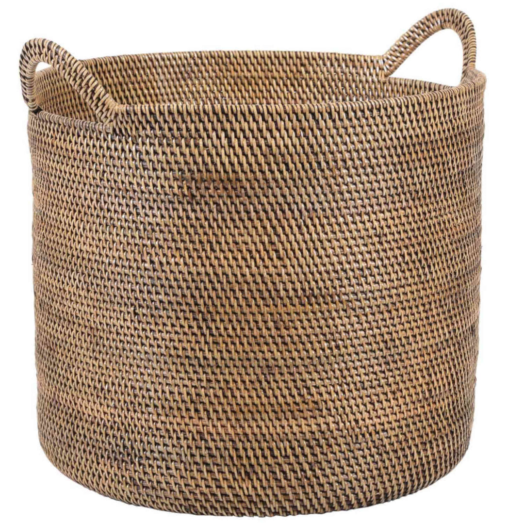 Καλάθι Rattan Elie καφέ με χερούλι