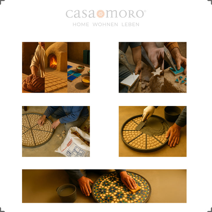 Τραπέζι με κίτρινο και λευκό μωσαϊκό σε στυλ boho - ευέλικτο ως τραπεζάκι σαλονιού ή τραπέζι με πλακάκια