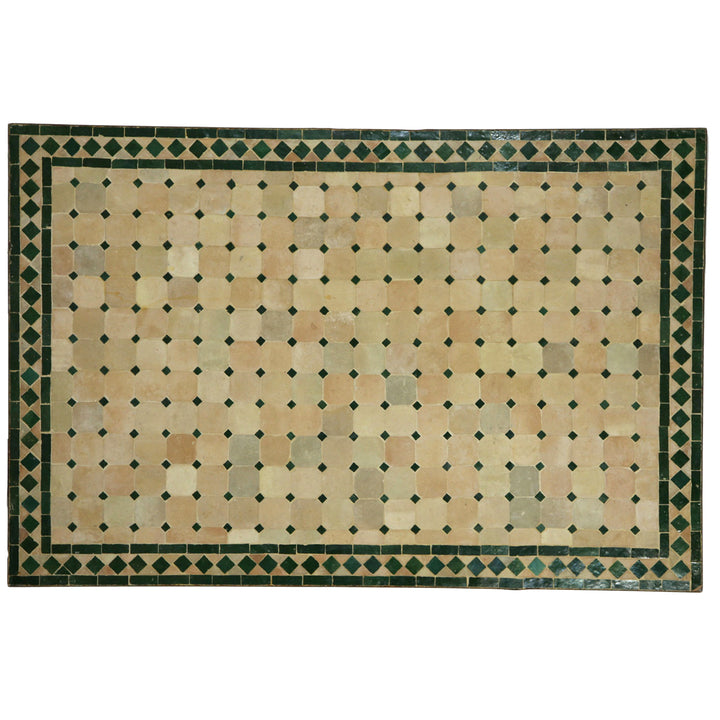 Τραπέζι τραπεζαρίας 120x80 cm με χειροποίητο μωσαϊκό σε πράσινη τερακότα - Μαροκινό σχέδιο