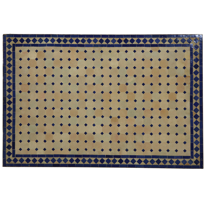 Τραπέζι κήπου μωσαϊκό τραπέζι 120x80 cm με πλακάκια zellige σε μπλε τερακότα - χειροποίητο