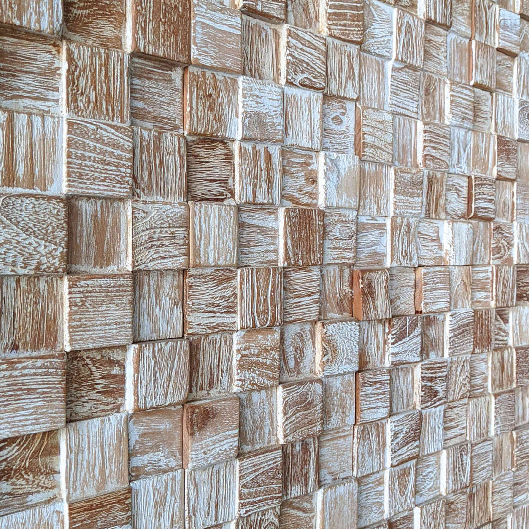Ξύλινη επένδυση τοίχου White Washed Cube