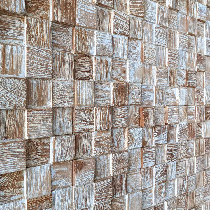 Ξύλινη επένδυση τοίχου White Washed Cube