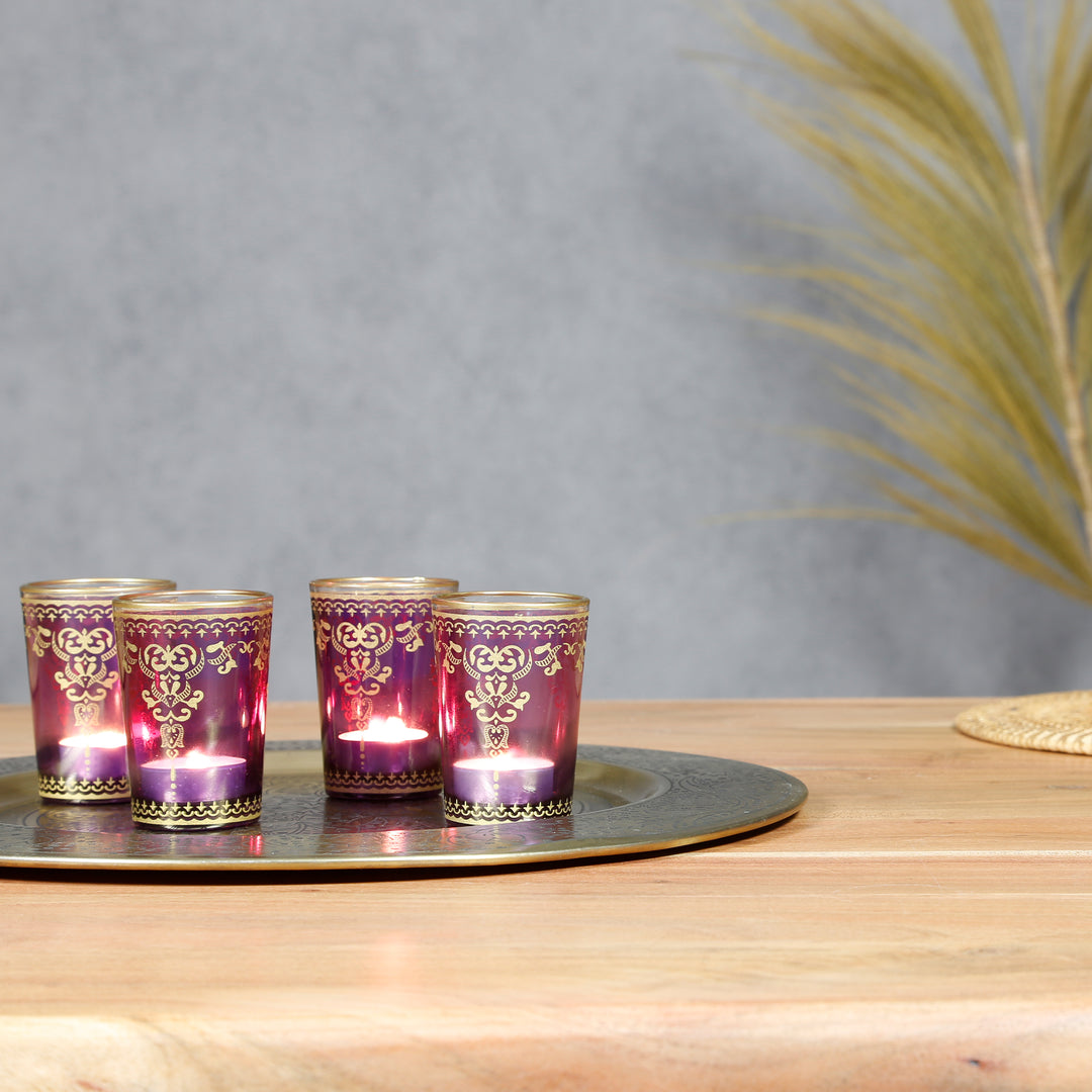 Tealight γυαλί βιολε-μωβ σετ 6 τεμαχίων