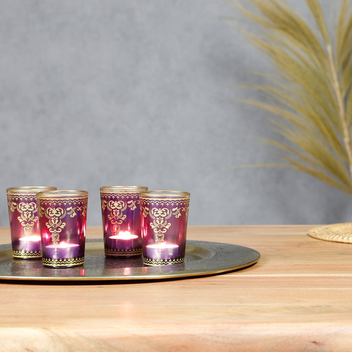 Tealight γυαλί βιολε-μωβ σετ 6 τεμαχίων
