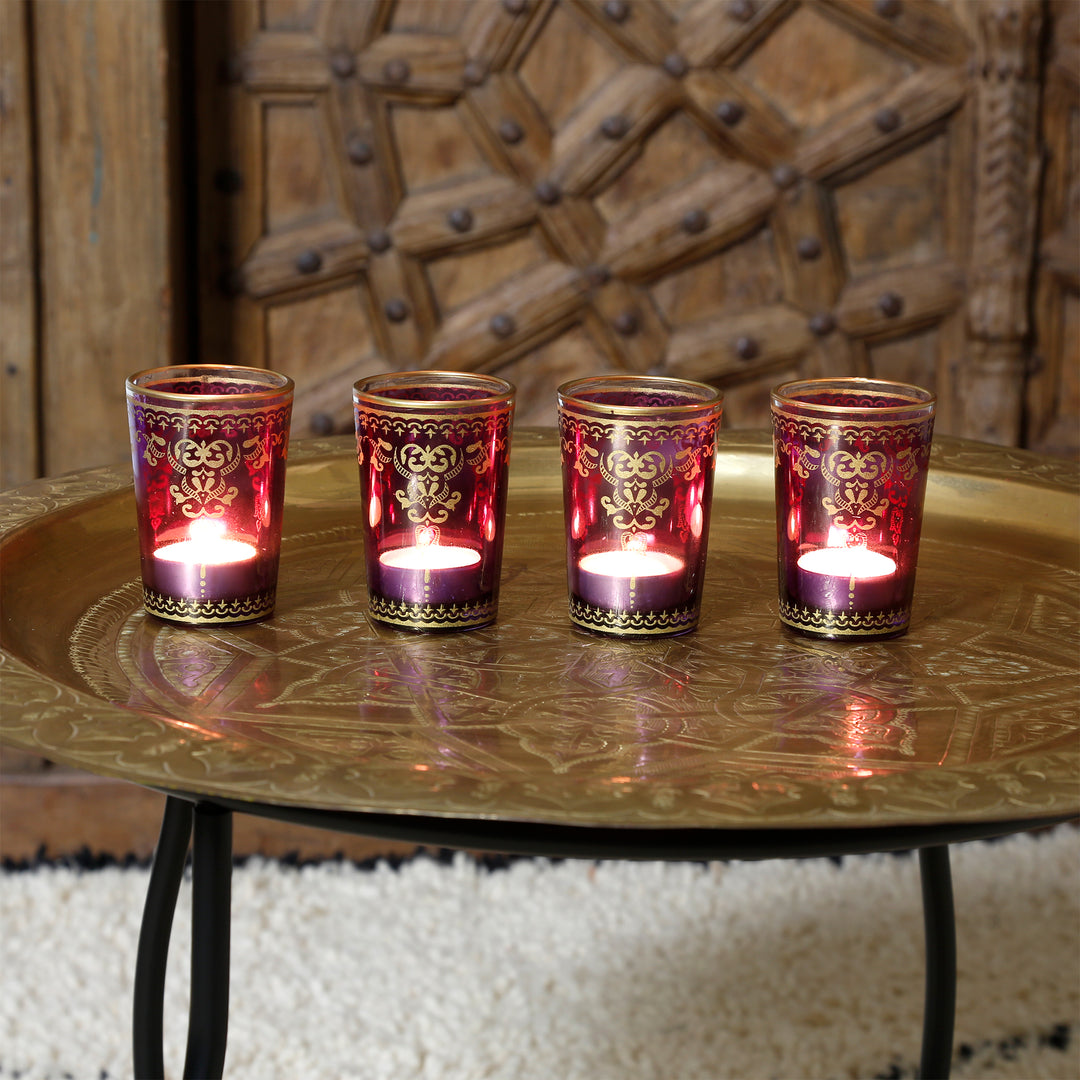 Tealight γυαλί βιολε-μωβ σετ 6 τεμαχίων