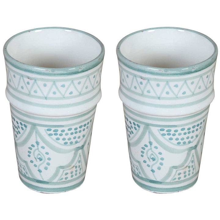 Μαροκινά κεραμικά φλιτζάνια Sakina, ανοιχτό πράσινο και λευκό, σε σετ των 2 τεμαχίων