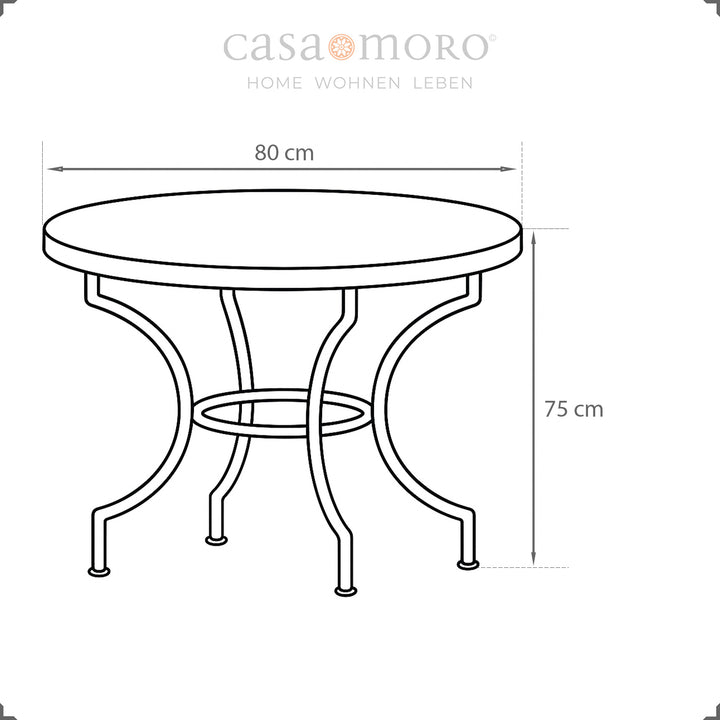 Διαστάσεις: 80 cm διάμετρος, ύψος 75 cm - ιδανικό για μικρούς εξωτερικούς ή εσωτερικούς χώρους