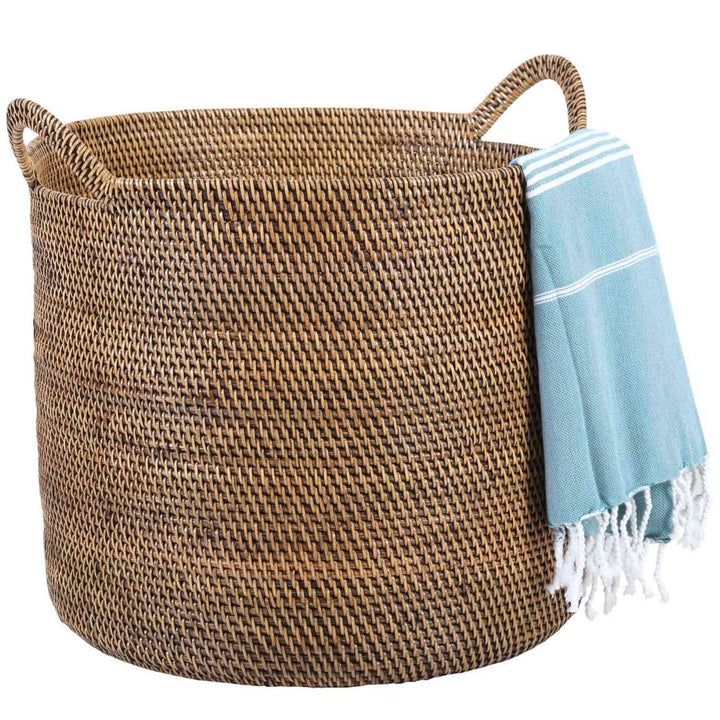 Καλάθι Rattan Elie καφέ με χερούλι