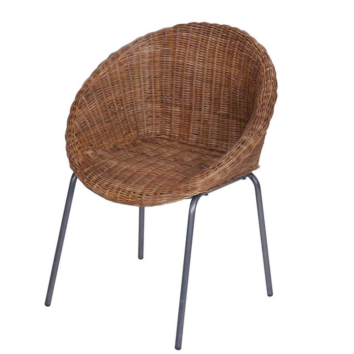 Στρογγυλή πολυθρόνα rattan Cintra καφέ
