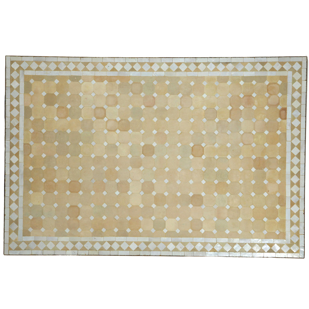 Τραπέζι βεράντας 120x80 cm με χειροποίητο μωσαϊκό Zellige σε λευκή τερακότα