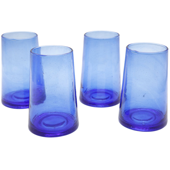 Ποτήρι φυσητό στο χέρι σε μπλε χρώμα με τυπική δομή - κατάλληλο για κοκτέιλ και ανάμεικτα ποτά