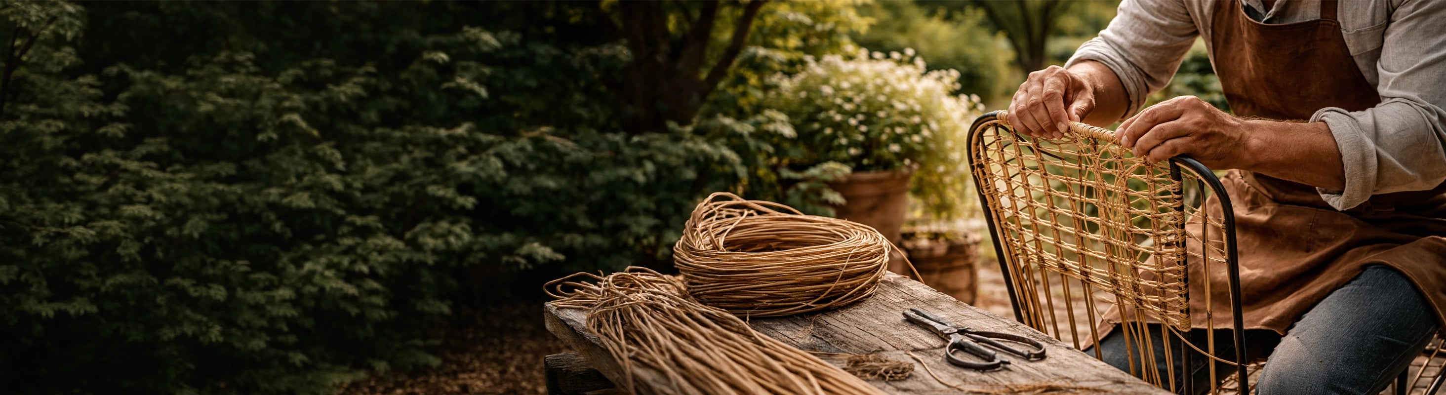 Καρέκλες Rattan – Η καρέκλα Rattan με σιδερένιο σκελετό υφαίνεται στο χέρι - χειροποίητες καρέκλες κήπου από φυσικό υλικό για βεράντες και μπαλκόνια